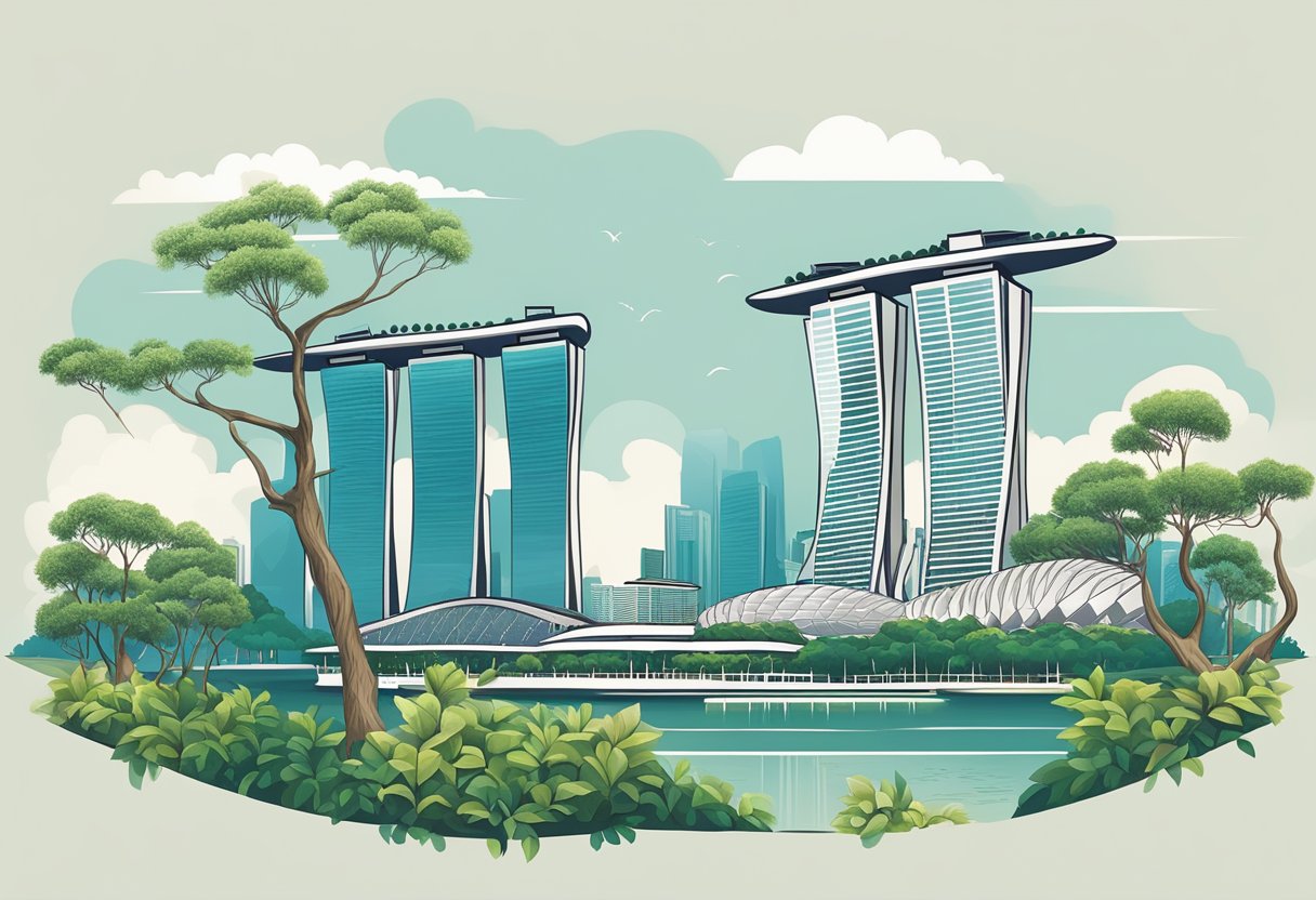 The iconic Marina Bay Sands hotel and the futuristic Supertree Grove stand tall against the city skyline of Singapore