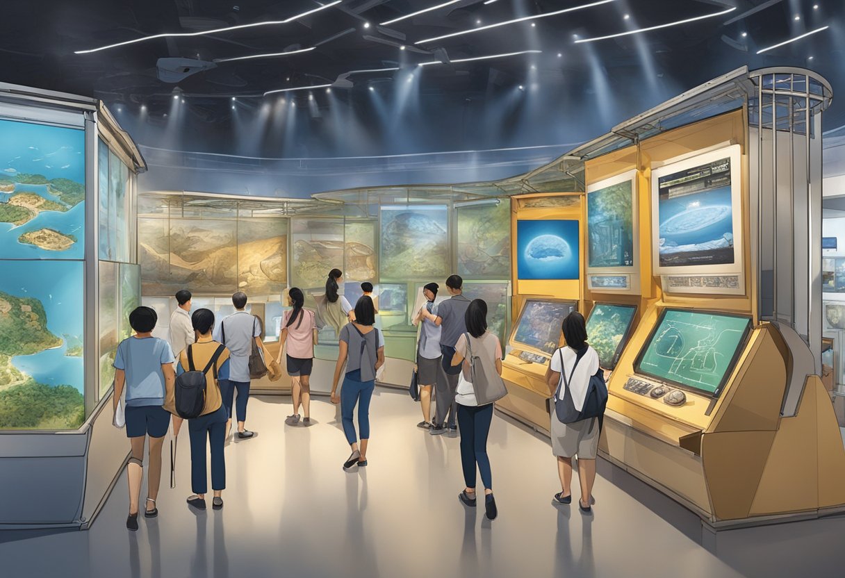 Visitors wander through interactive exhibits at the Singapore Discovery Centre, marveling at the technological displays and historical artifacts