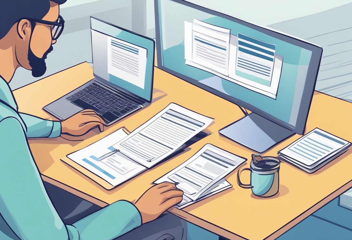 A person filling out PR application form online, with required documents and information ready