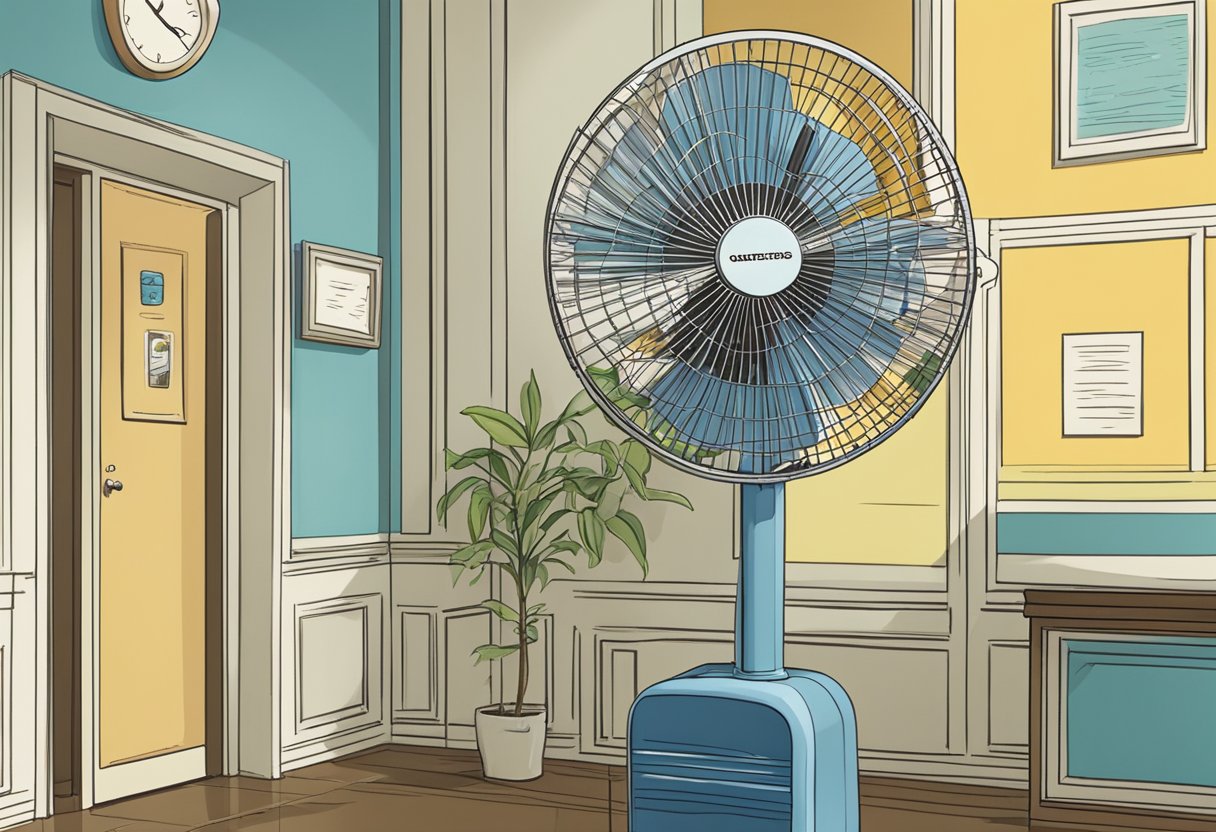 A wall fan with "Frequently Asked Questions" written on it, located in a Singapore setting