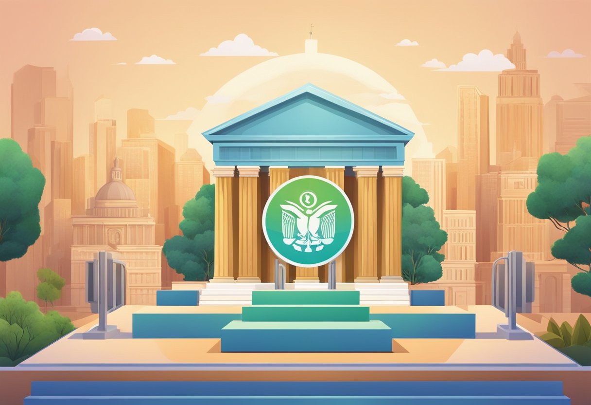 SSO symbol on a podium, surrounded by diverse educational and societal elements
