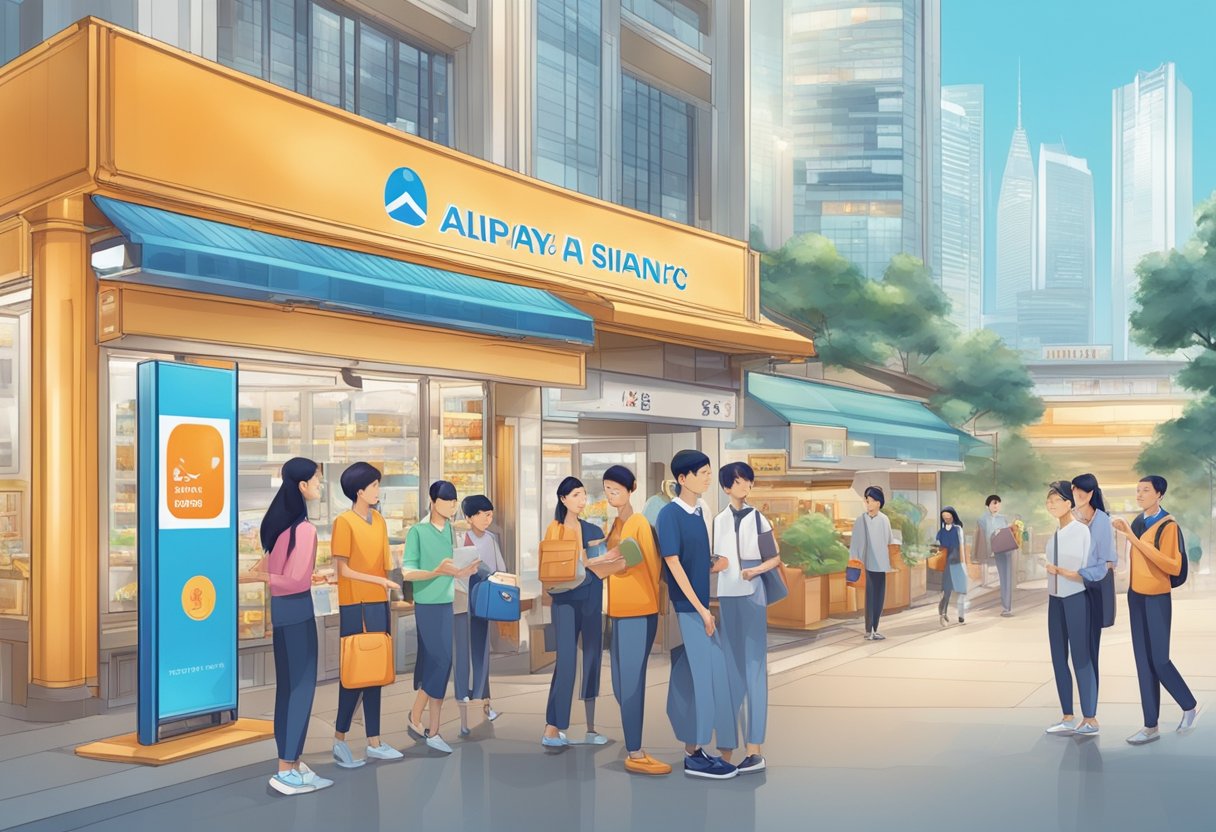 Users and merchants in Singapore engage in adoption of Alipay, exchanging goods and services seamlessly