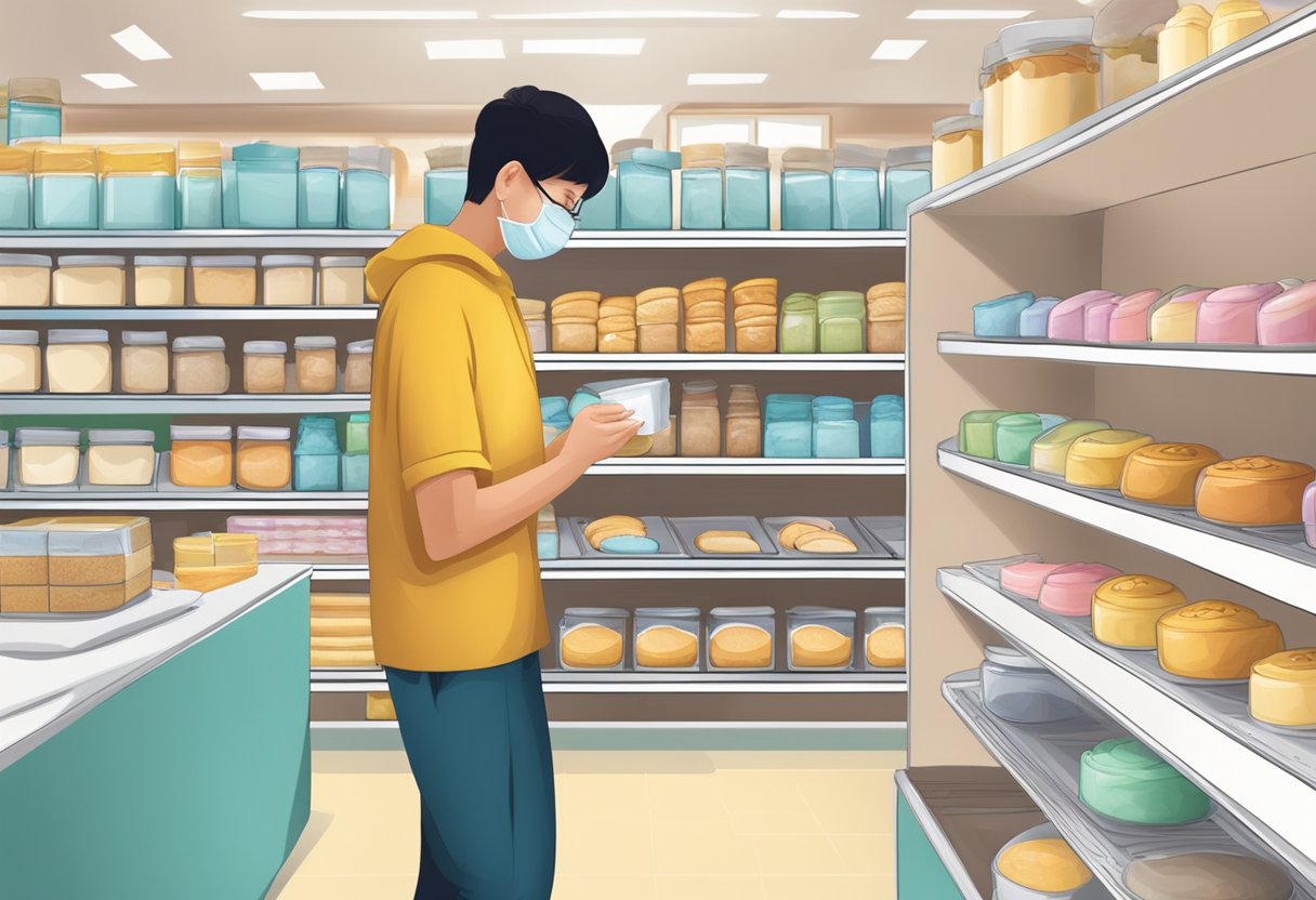 A customer browsing shelves of baking supplies at Phoon Huat store in Singapore