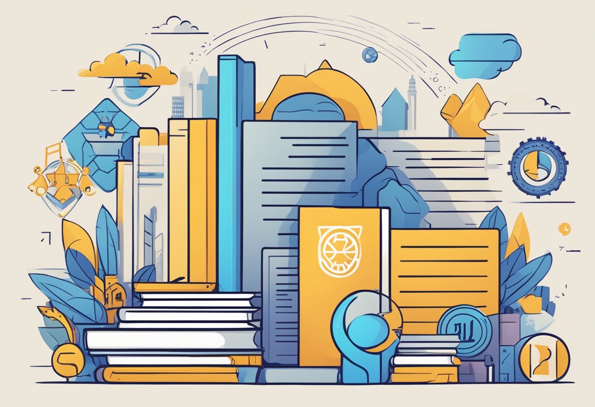 A stack of FAQ papers with "Eternals Singapore" on top, surrounded by diverse symbols and icons