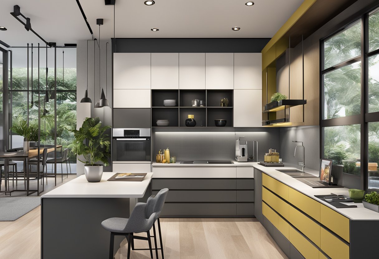 The Hafele Singapore showroom features modern furniture and sleek hardware displays