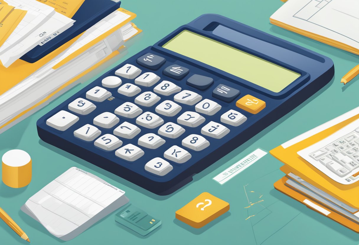 A calculator with the Singapore Airlines logo displayed, surrounded by frequently asked questions in text