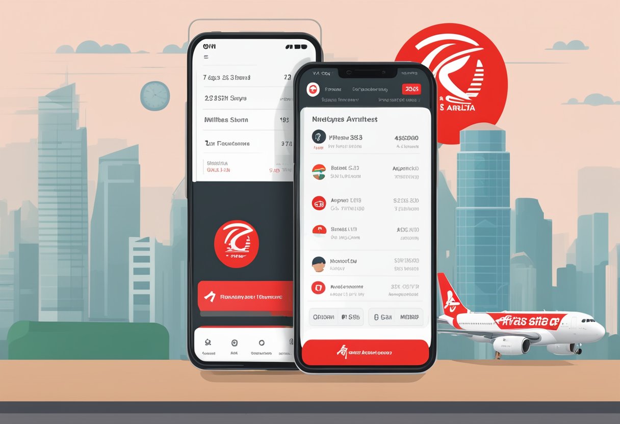 AirAsia Singapore contact number displayed on a smartphone screen with the airline's logo in the background