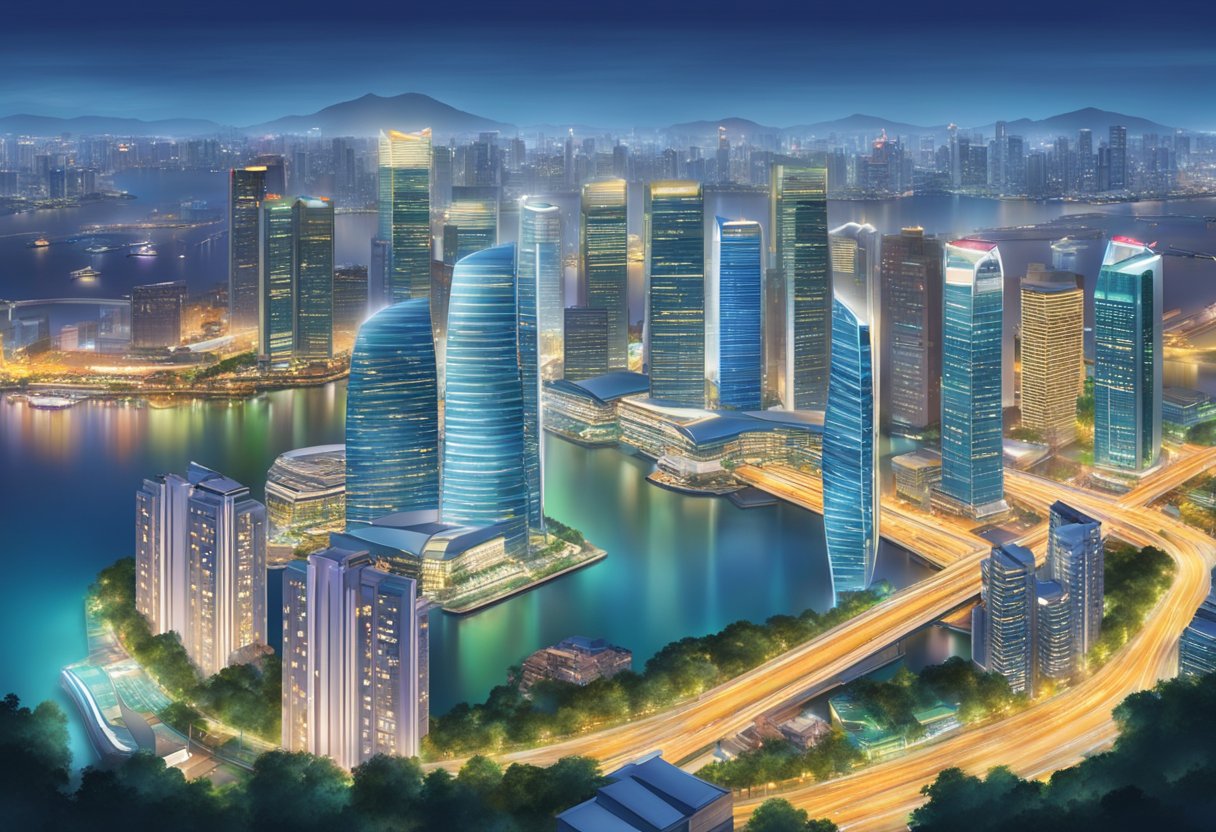 The iconic skyline of Brandt Singapore, with its modern skyscrapers and vibrant city lights, creates a stunning and dynamic urban landscape
