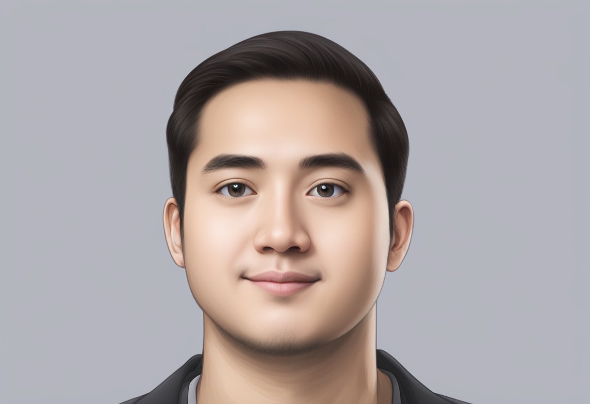 A passport photo with a white background, subject facing forward with a neutral expression, no headwear, and clear facial features