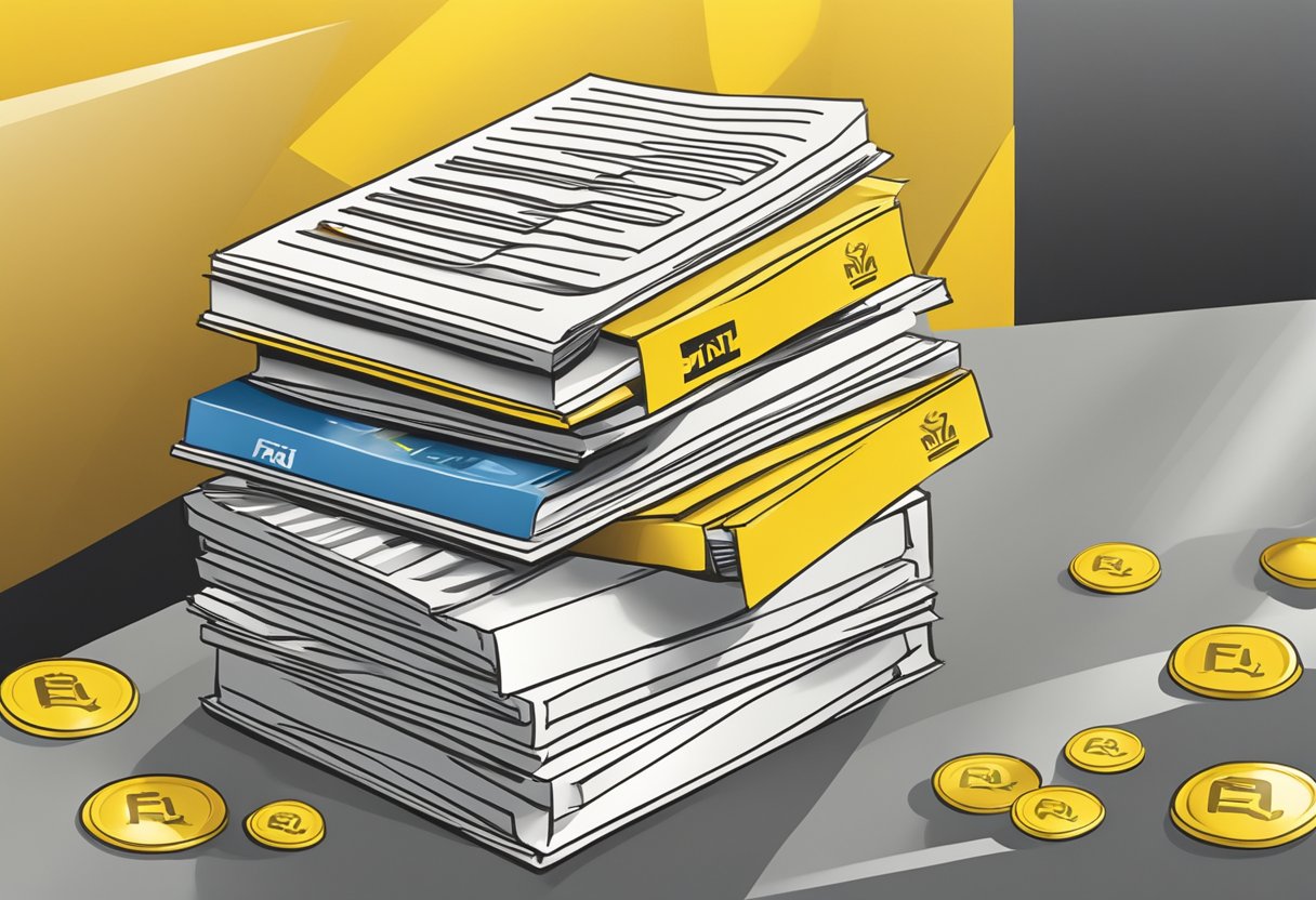 A stack of FAQ pamphlets next to a Maybank Singapore fixed deposit sign