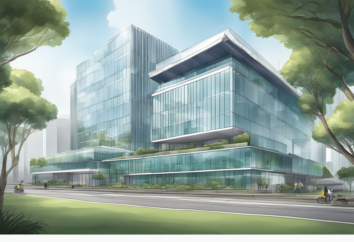 AIA Alexandra Services building in Singapore, with modern architecture and the AIA logo prominently displayed