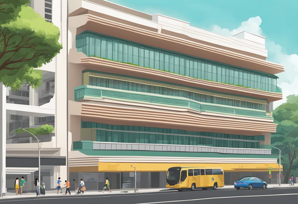 A long stretch of Boon Lay Way with the iconic Chevrons building in Singapore