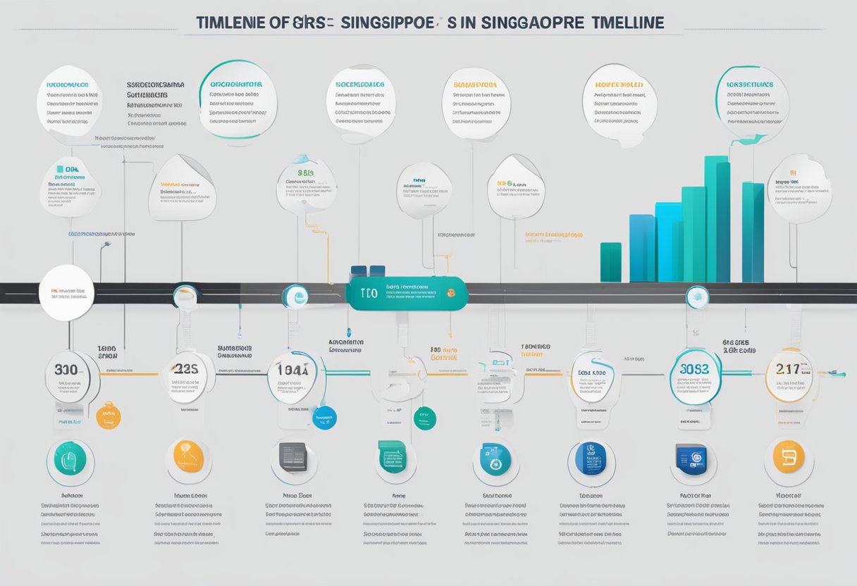 A timeline of BBS in Singapore, from its inception to modern-day usage, displayed with key milestones and technological advancements