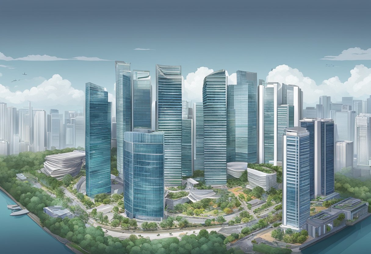 Aerial view of ODB Singapore, showing the modern architecture and bustling cityscape below