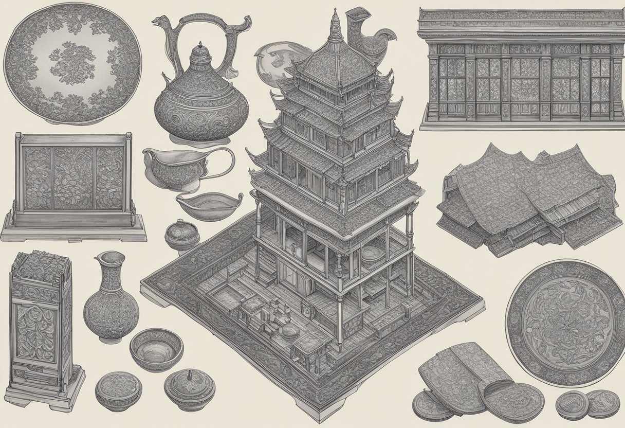 A display of intricate collections and craftsmanship at Tudor Singapore. Various items are arranged with precision and care, showcasing the attention to detail and skill of the artisans