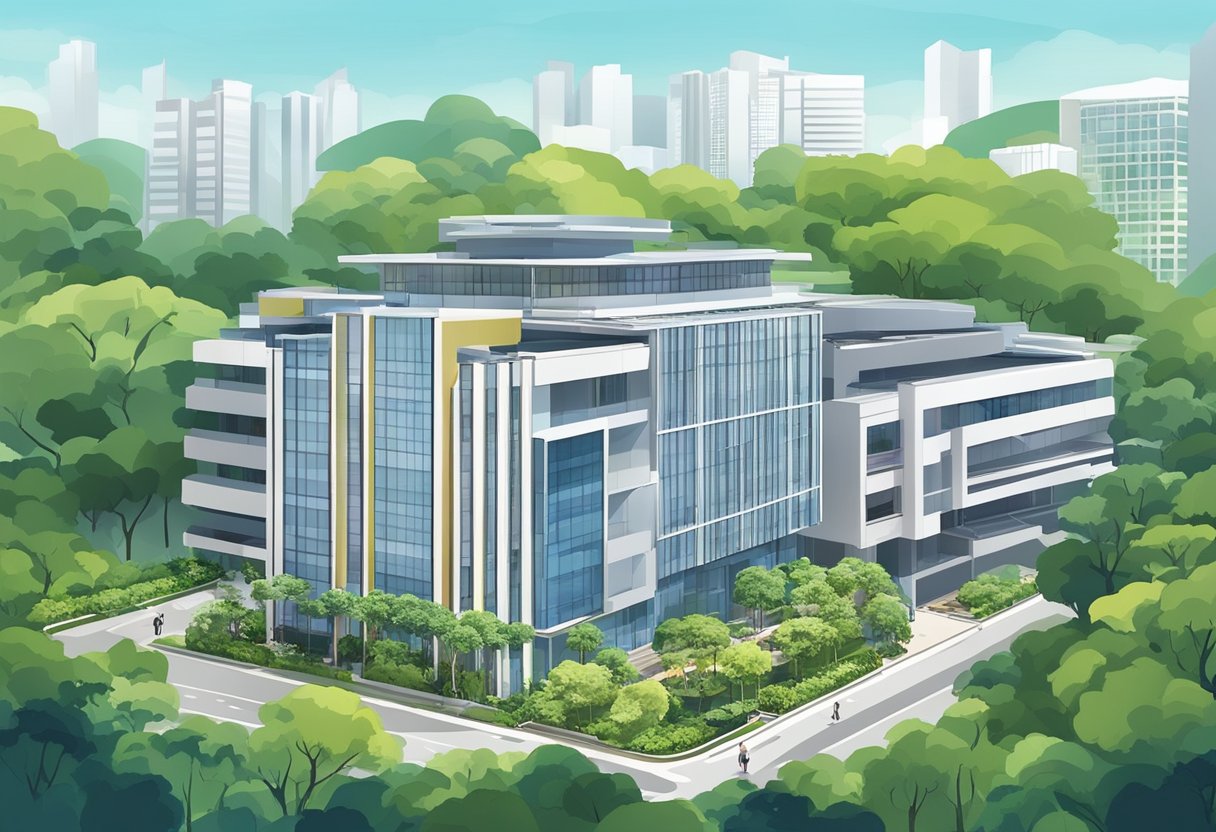 The Ministry of Manpower Services Centre on Bendemeer Road, Singapore, with a modern building and surrounding greenery