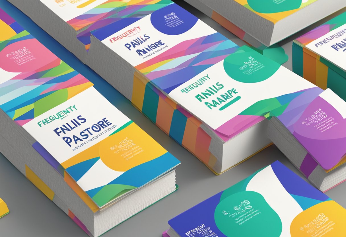 A stack of colorful pamphlets with "Frequently Asked Questions inlis Singapore" printed on the cover