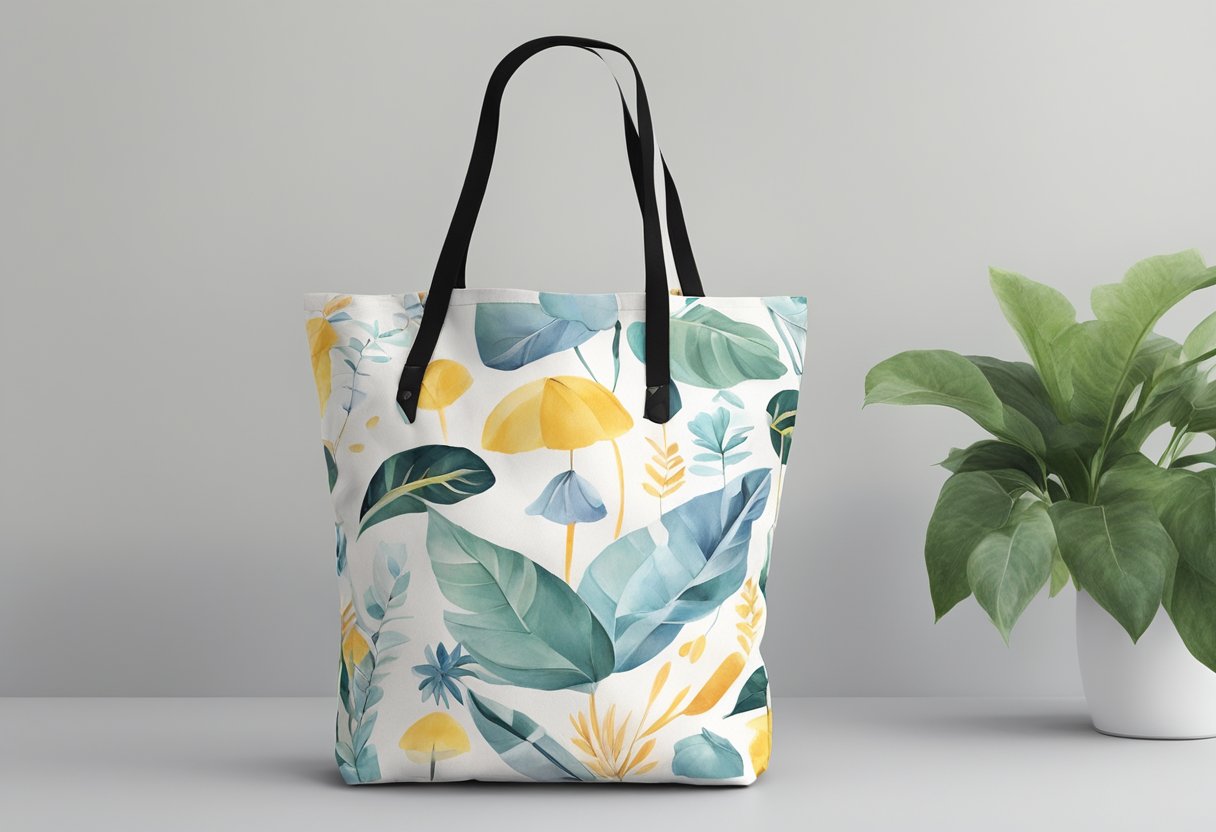 A tote bag with six pockets, featuring a clean and simple design. The bag is made of durable fabric and has sturdy straps for carrying