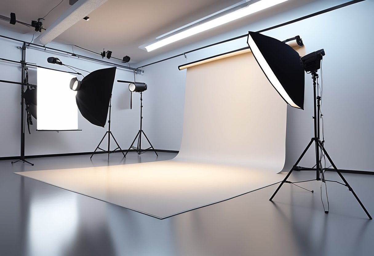 A well-lit photo studio in Singapore with professional equipment and backdrops