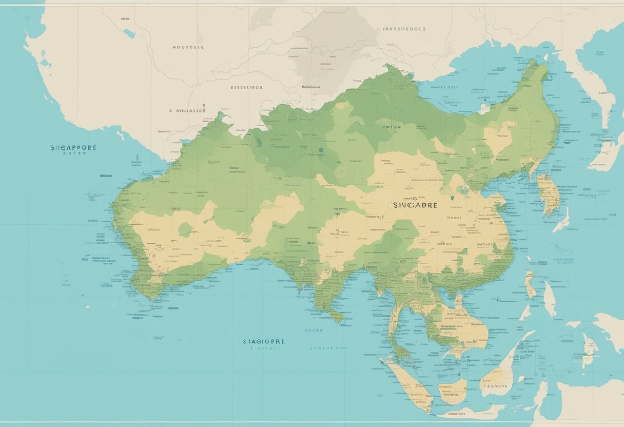 A map of Singapore with a phone icon and the country's phone code (+65) prominently displayed