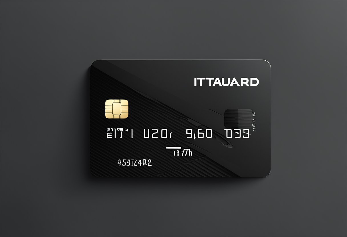 A top-down view of the Latam Itaucard Black credit card with the Latam logo and sleek black design