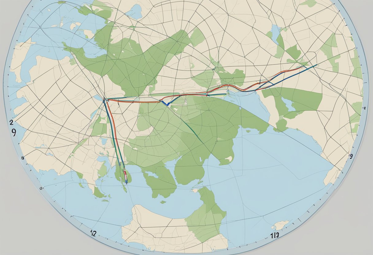 A clock showing 2pm EST and a map with a line connecting it to Singapore
