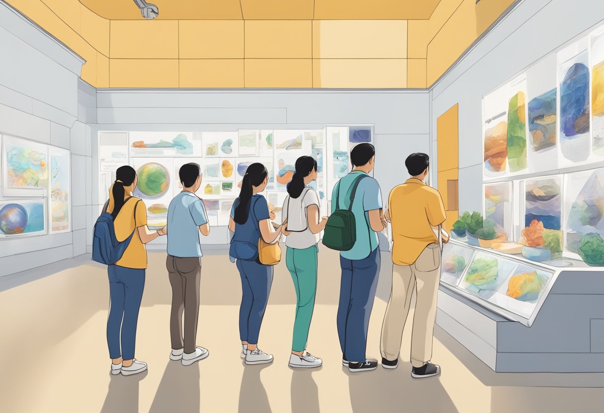 Visitors browse interactive exhibits at Singapore's art and science museum