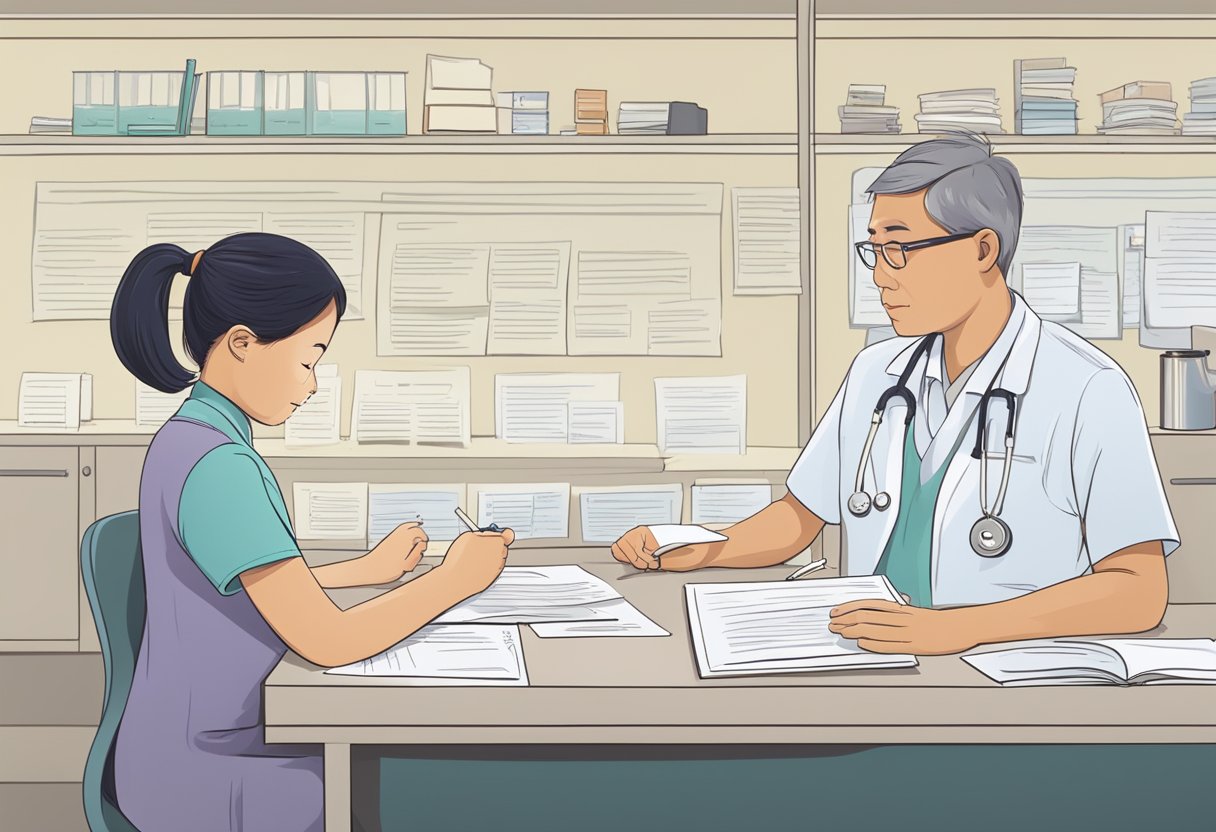 A parent carefully reviews a list of qualified pediatricians in Singapore, comparing their credentials and patient reviews