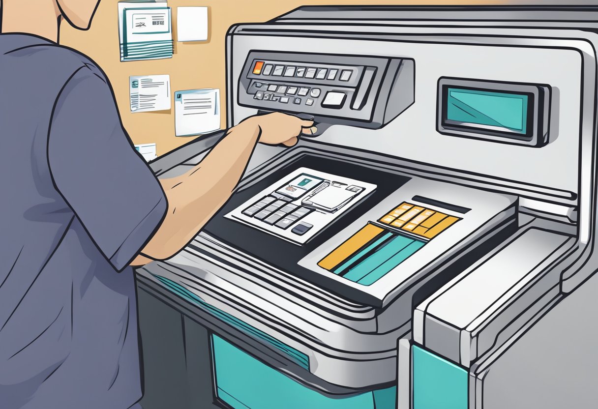 A person inserting a card into an AXS machine in Singapore for help and support