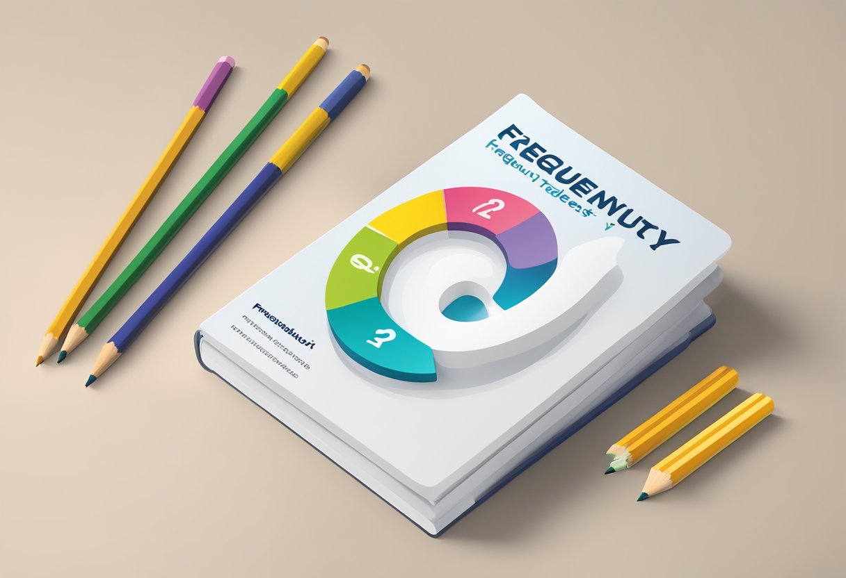 A stack of theory test booklets with "Frequently Asked Questions" on cover, surrounded by pencils and erasers