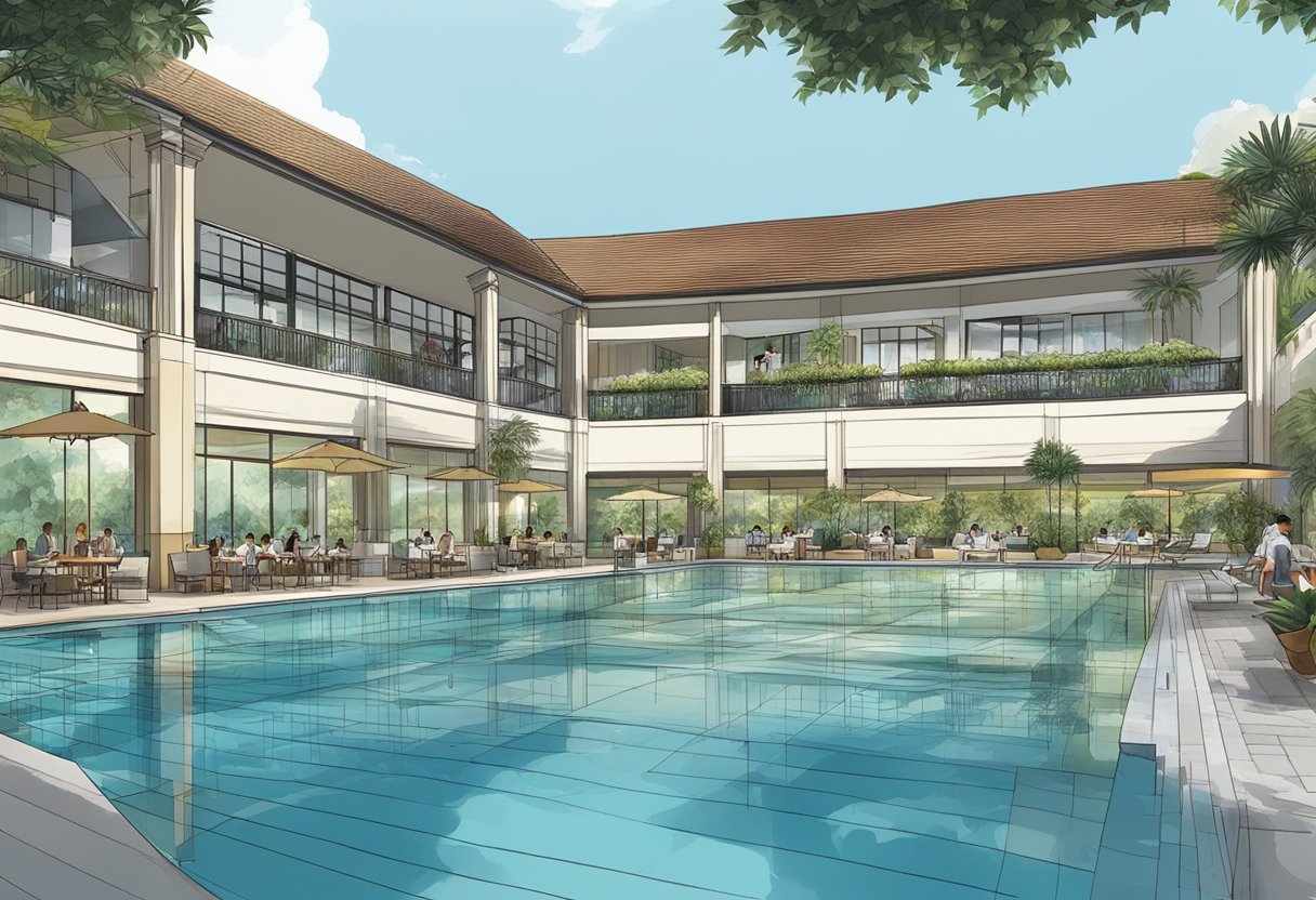 The British Club in Singapore offers a range of facilities and services including a swimming pool, tennis courts, dining areas, and event spaces