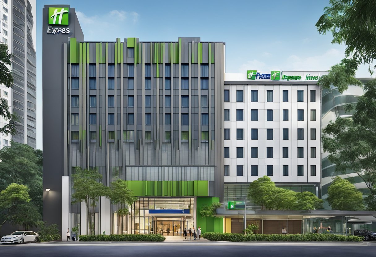 The holiday inn express singapore katong hotel is situated in a bustling urban area, surrounded by modern buildings and lush greenery. The hotel's exterior features a sleek and contemporary design, with large windows and a welcoming entrance