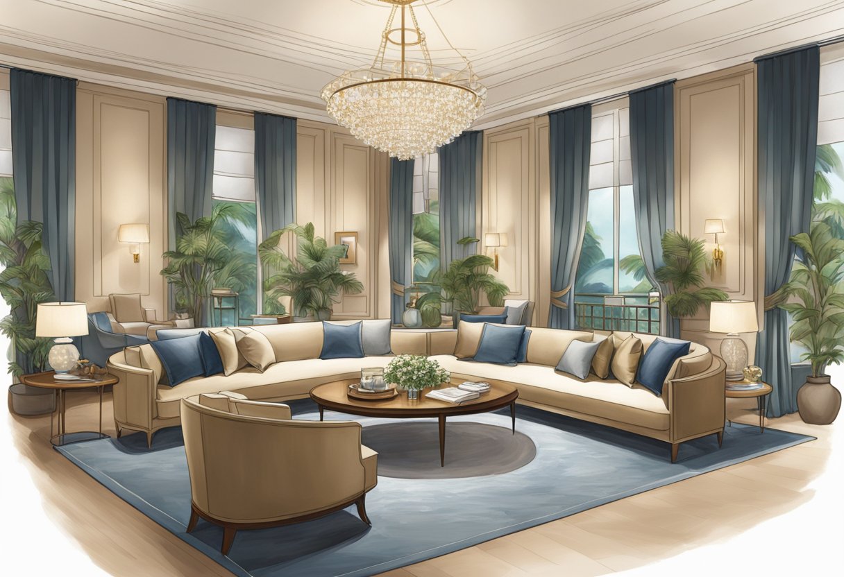A luxurious interior with elegant decor, showcasing the Loro Piana Singapore experience