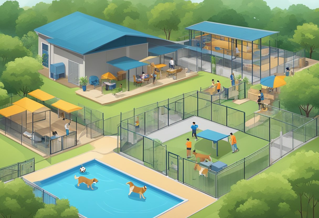 A cozy dog boarding facility in Singapore with spacious kennels, outdoor play areas, and attentive staff
