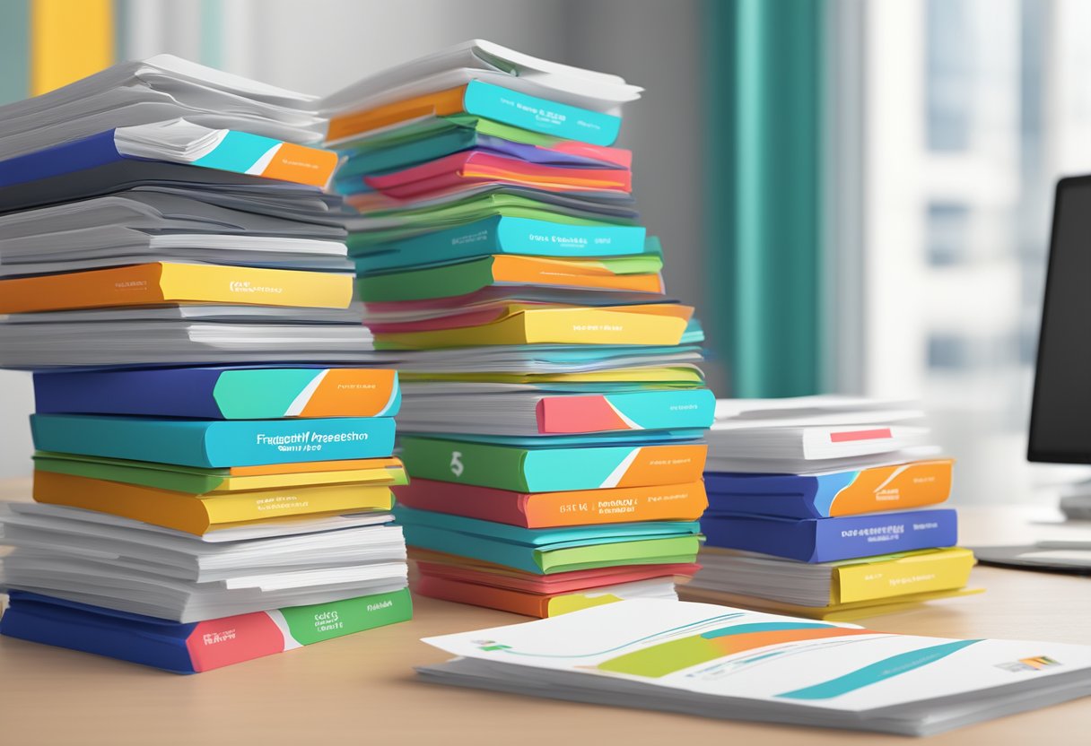 A stack of colorful pamphlets with "Frequently Asked Questions" and the Refash Singapore logo on a clean, modern desk