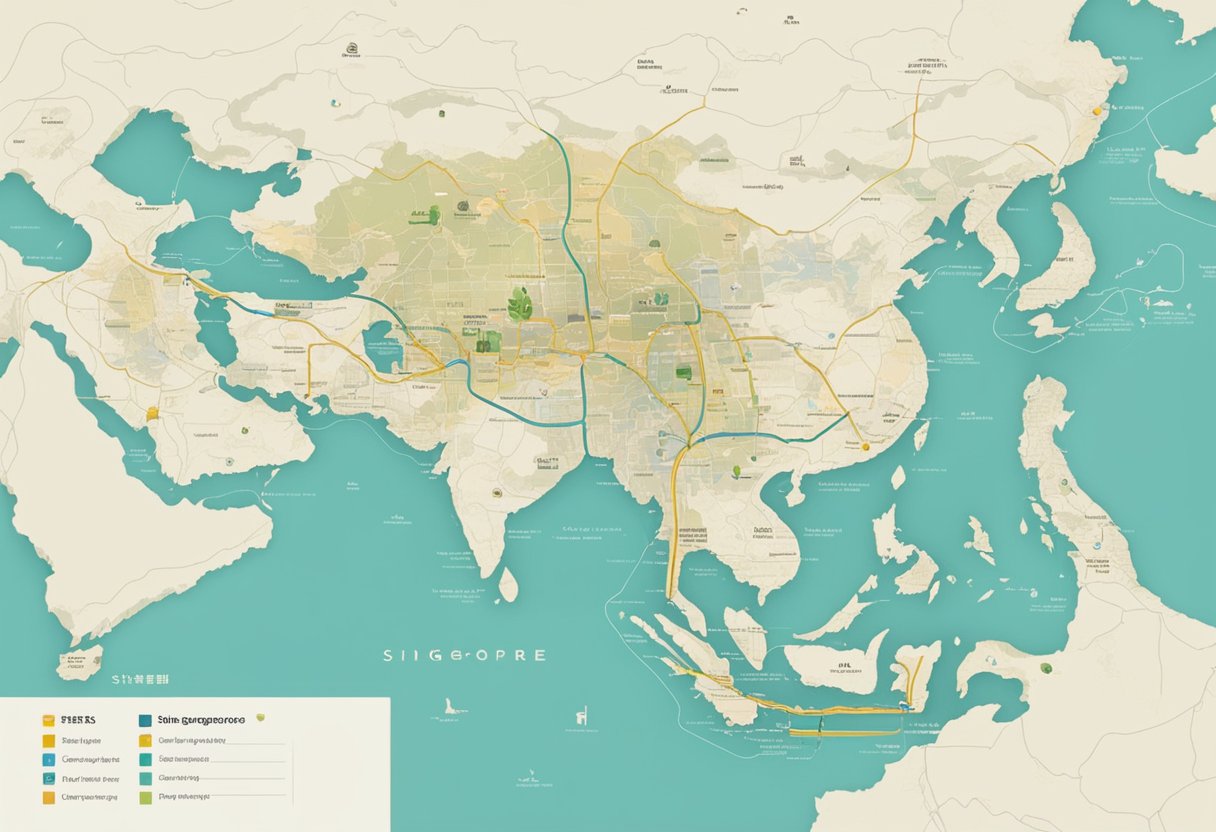 People in Singapore asking questions. A map showing the route to Shenzhen. A computer displaying FAQs