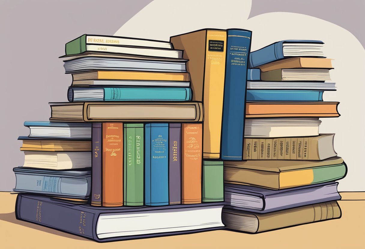 A stack of donated books labeled "Frequently Asked Questions" in a Singaporean setting