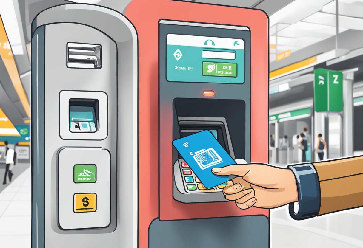 A hand reaches out to tap an EZ-Link card on the reader at a Singaporean subway station entrance
