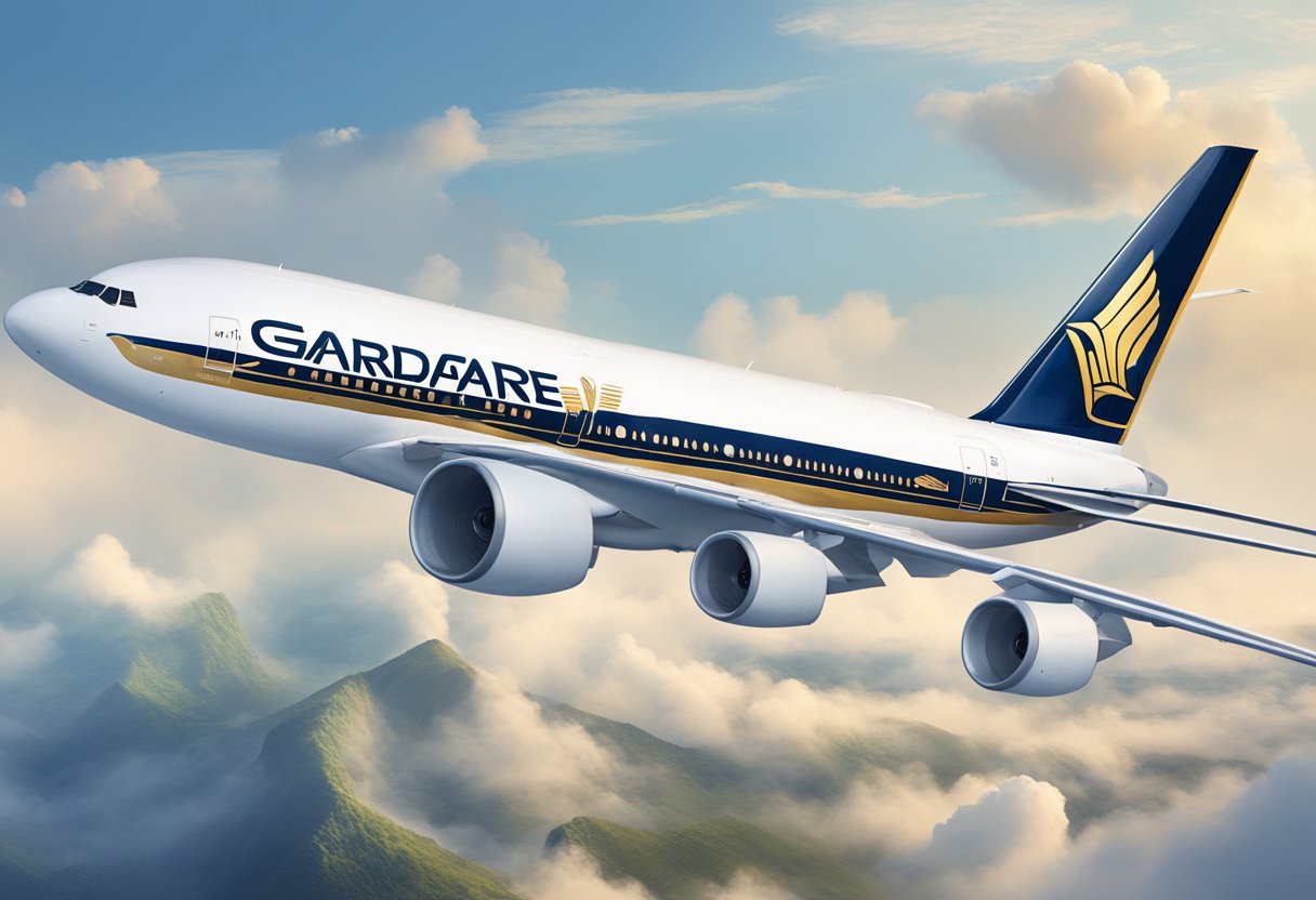 A Garuda and Singapore Airlines plane flying in close formation, with their logos clearly visible on the tail fins