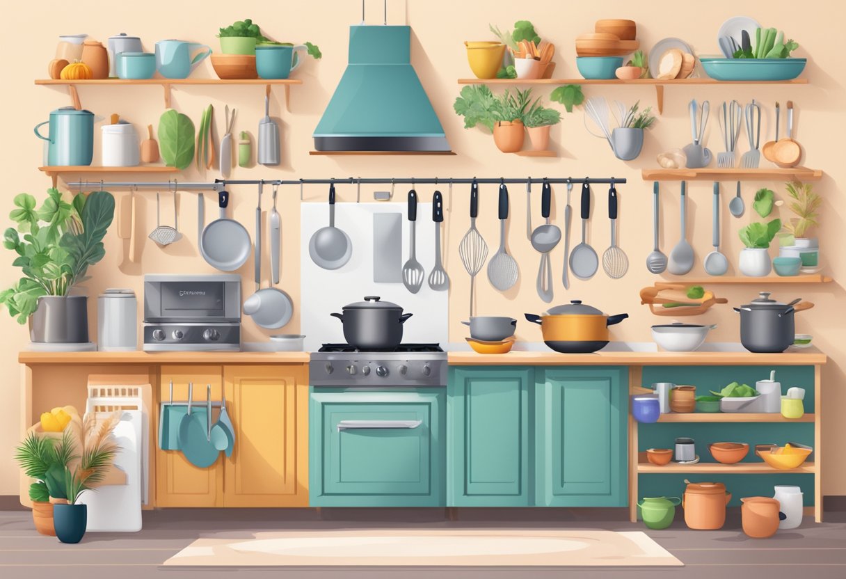 A colorful banner with "Frequently Asked Questions abc cooking studio singapore" displayed prominently, surrounded by images of various cooking utensils and ingredients