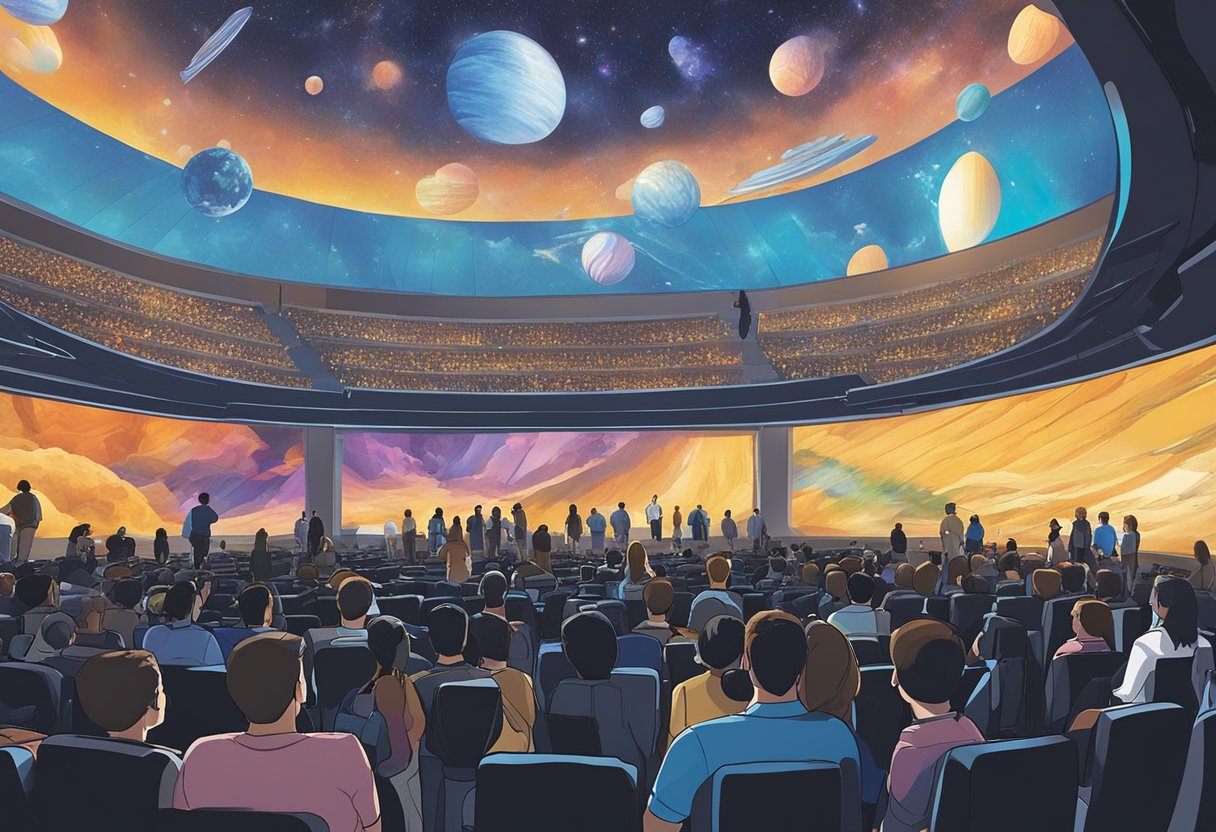 People exploring IMAX at JCube, surrounded by towering screens and immersive sound. Excitement fills the air as they experience larger-than-life visuals