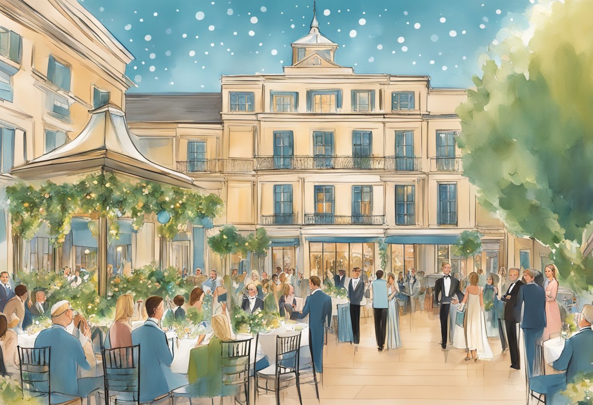 Guests browse elegant venues, adorned with festive decor, as they search for the perfect spot to celebrate