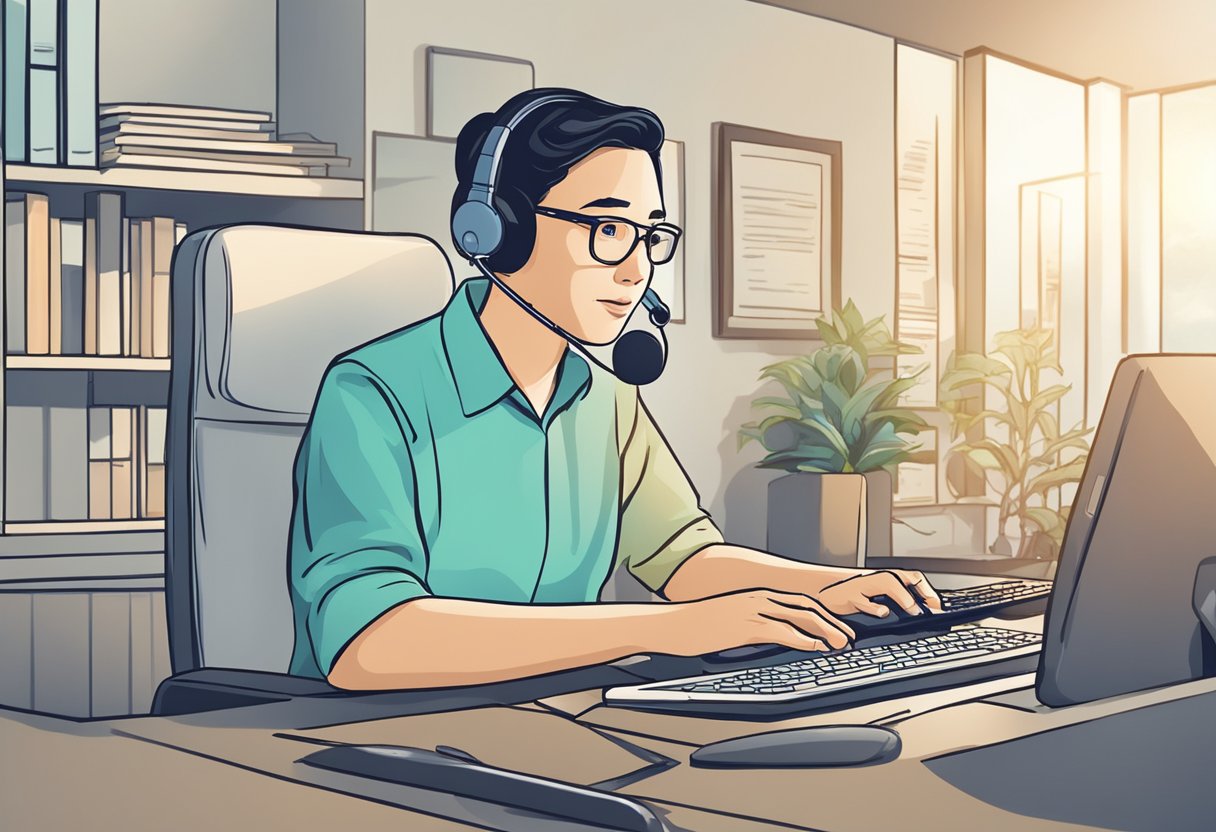 A customer service representative answering questions about life insurance in Singapore