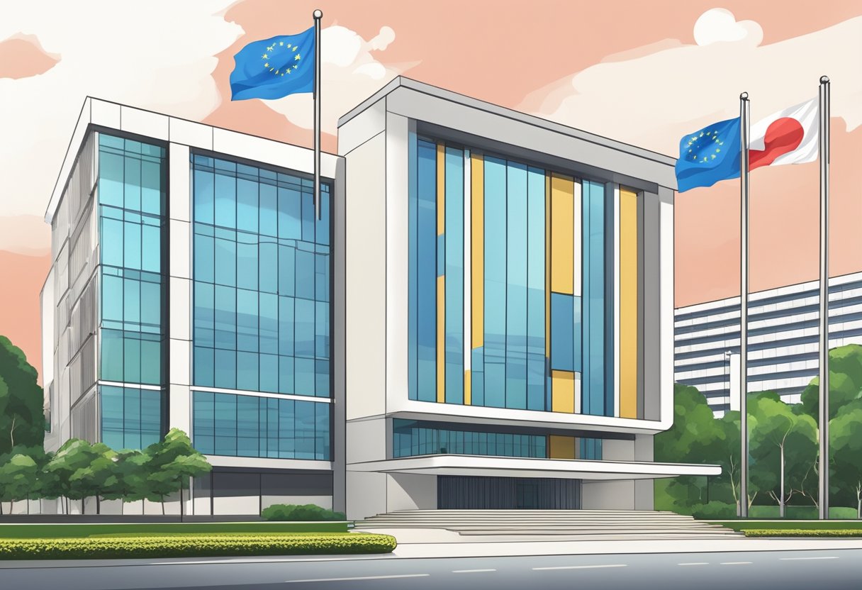 The Education System and Policies ministry of education in Singapore is a modern, sleek building with the national flag flying proudly outside