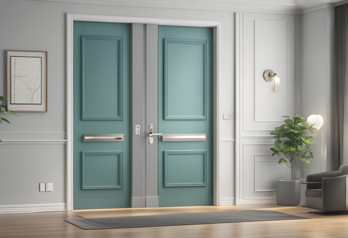 A door with modern features and services, such as keyless entry and smart lock technology, stands in a contemporary setting