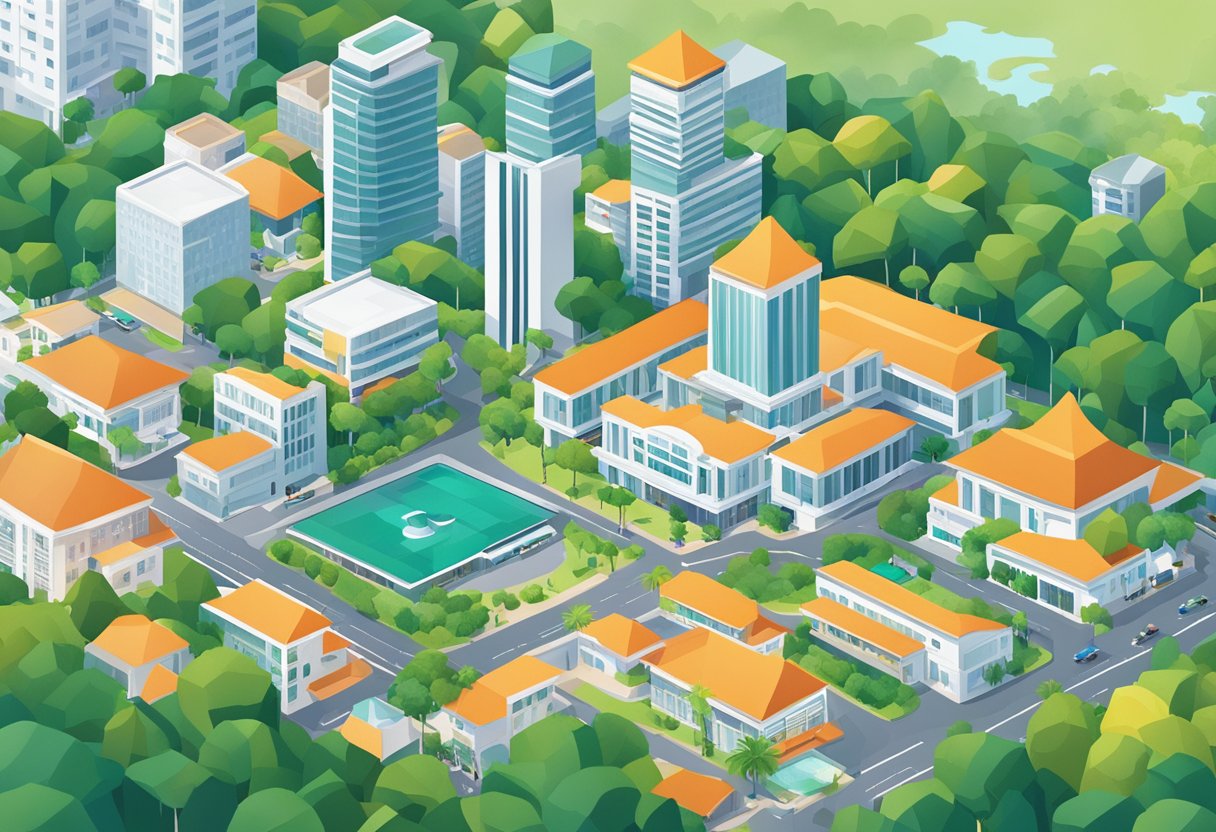 Discovering Lojel Singapore: A vibrant cityscape with modern architecture and bustling streets, surrounded by lush greenery and iconic landmarks