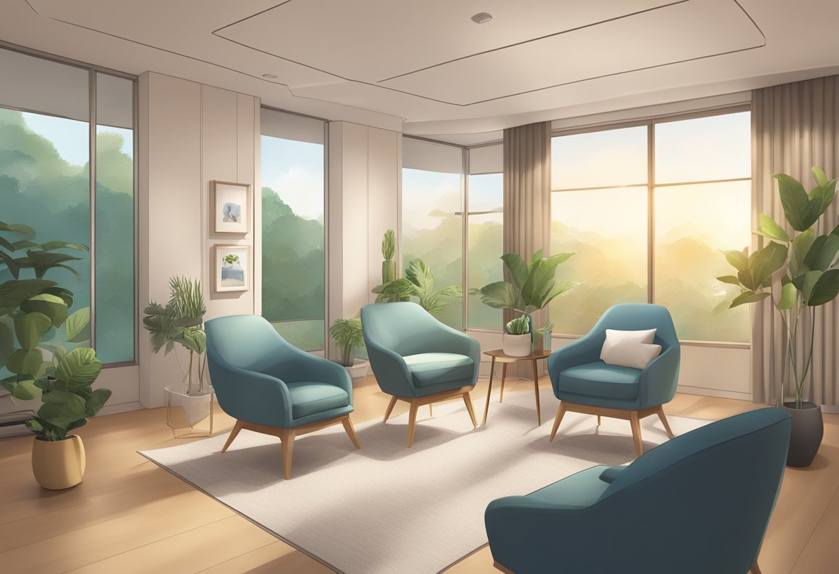 A serene room with comfortable chairs and soft lighting at the Support and Development Singapore Counselling Centre