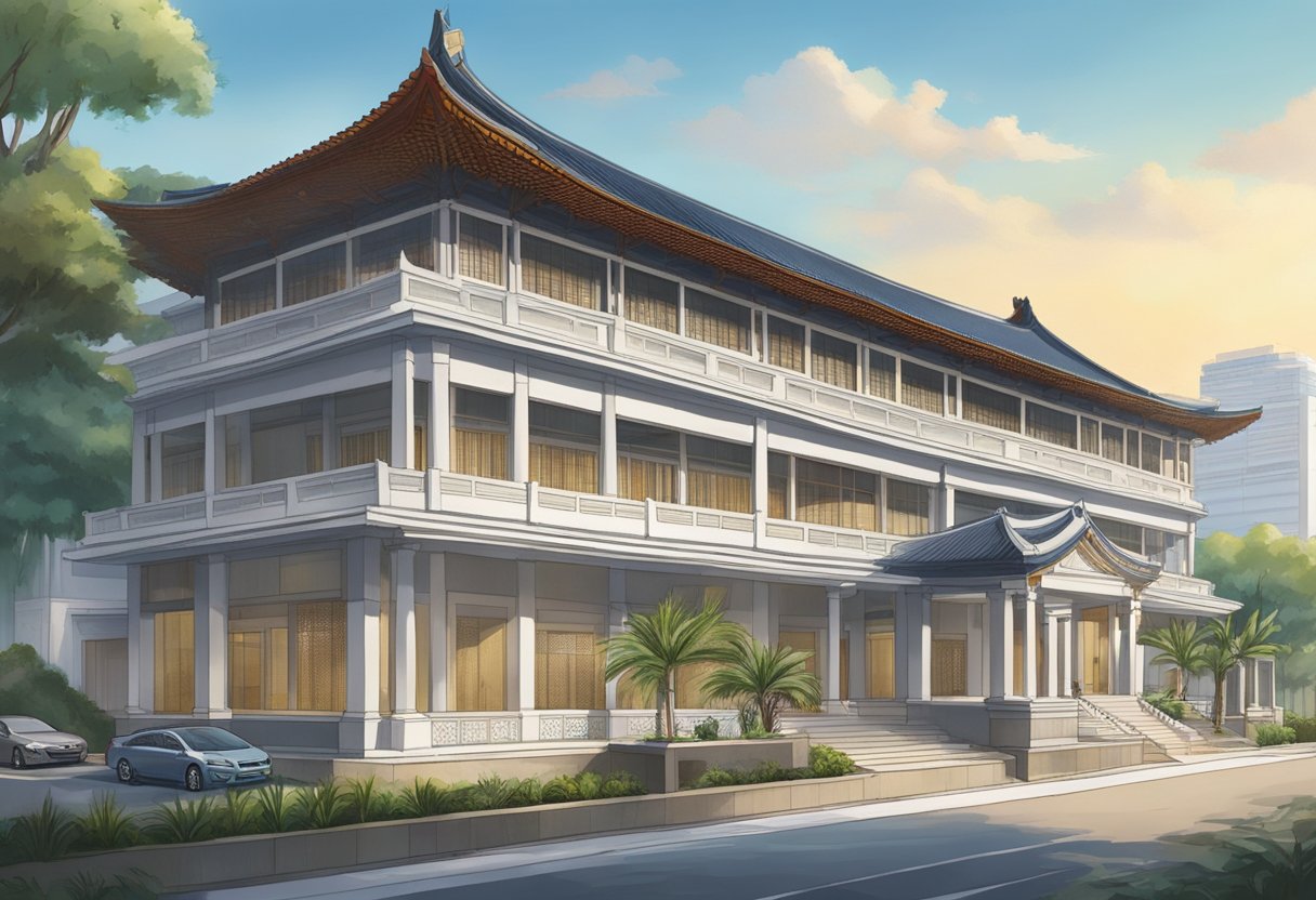 The Chinese Cultural Centre in Singapore stands tall on Straits Boulevard, a hub for frequently asked questions