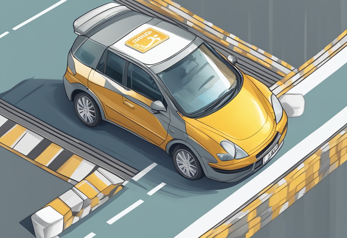 A car driving on a smooth, well-maintained road in Singapore, with a prominent road tax sticker displayed on the windshield