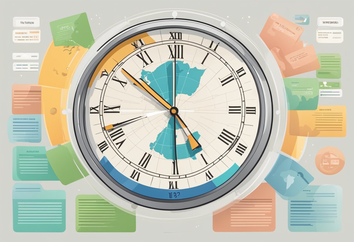 A world clock showing the time in Singapore, surrounded by a list of frequently asked questions